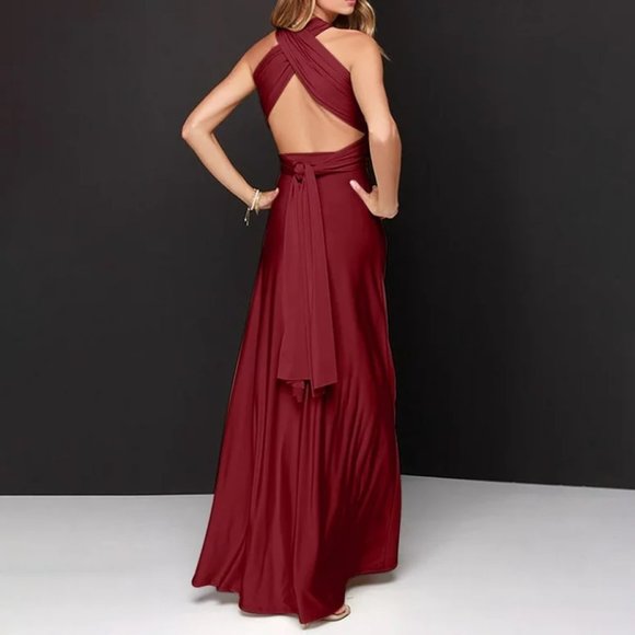 Ravon Infinity Maxi Dress by Von Vonni One Size Burgundy Wear in Many Styles - Picture 9 of 16
